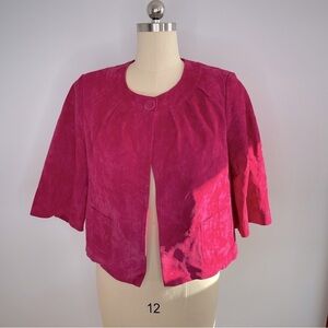 Yvonne le Marie Capelet Short Leather Jacket- Single Button- Pink- Size 12